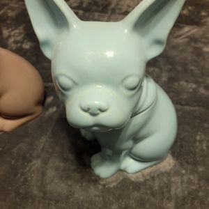 Light blue French bulldog cookie jar